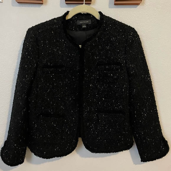 Ann Taylor black and gold tweed jacket - Picture 2 of 8